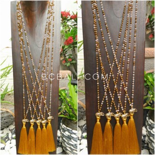 3color necklaces beads crystal elephant bronze gold pendant tassels